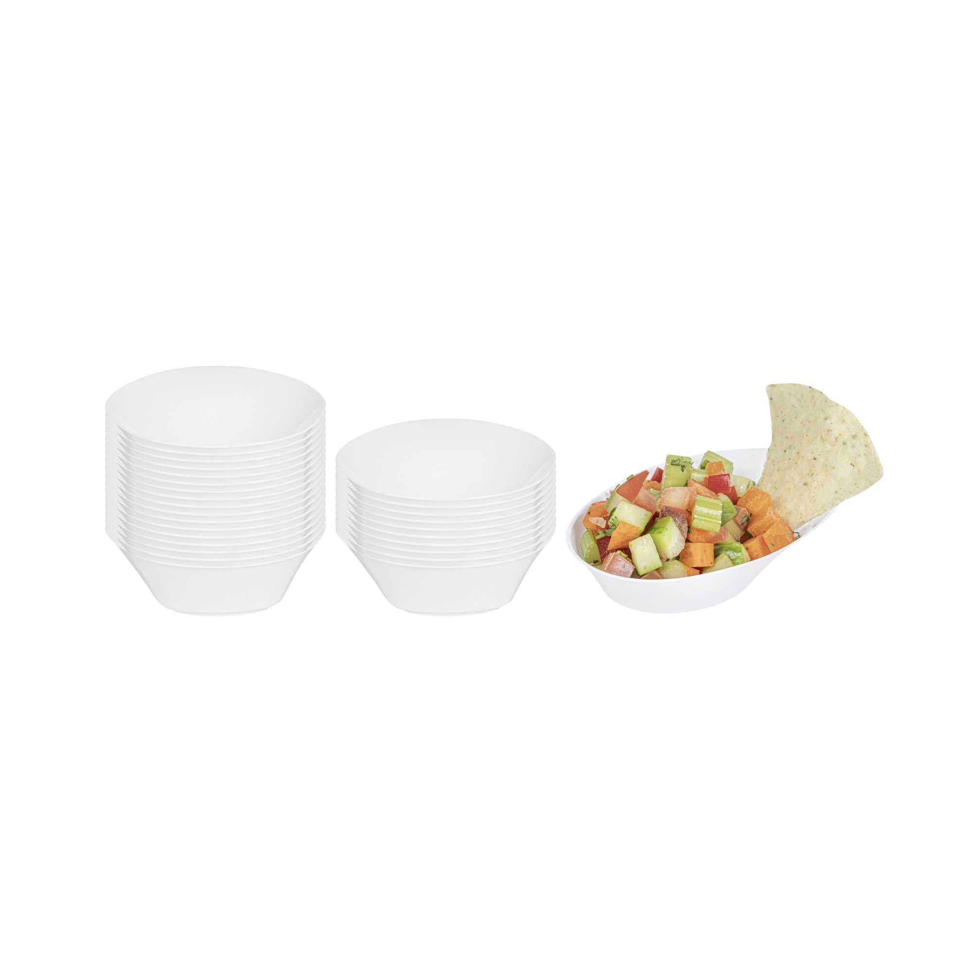 restaurantware Mini Serve Oval White Plastic Ellipse Dish - 4" x 3" x 1 1/4" - 100 count box