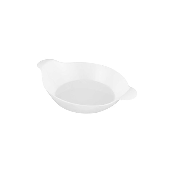Restaurantware Mini Serve Oval White Plastic Mini Handled Plate - 3 3/4" X 2 1/2" - 100 Count Box