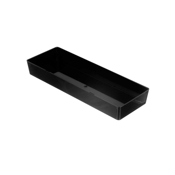 Restaurantware Mini Serve Rectangle Black Plastic Modern Plate - 5 1/4" X 1 3/4" X 3/4" - 100 Count Box