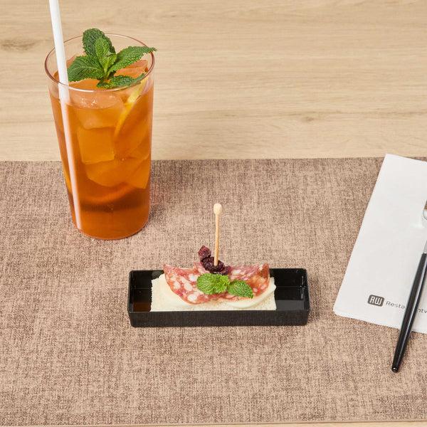 Restaurantware Mini Serve Rectangle Black Plastic Modern Plate - 5 1/4" X 1 3/4" X 3/4" - 100 Count Box