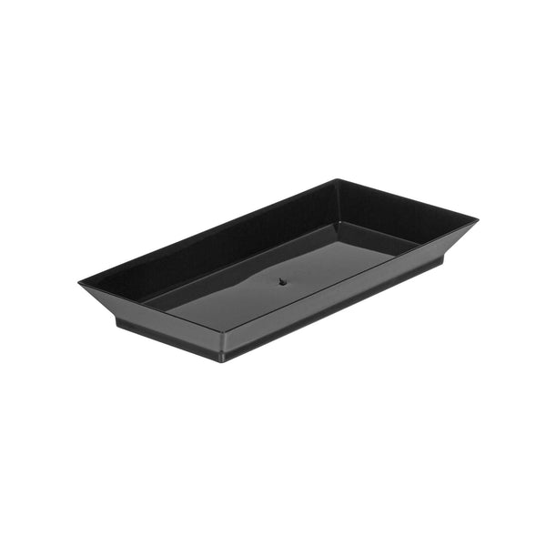 Restaurantware Mini Serve Rectangle Black Plastic Plate - 5" X 2 1/2" X 1/2" - 100 Count Box