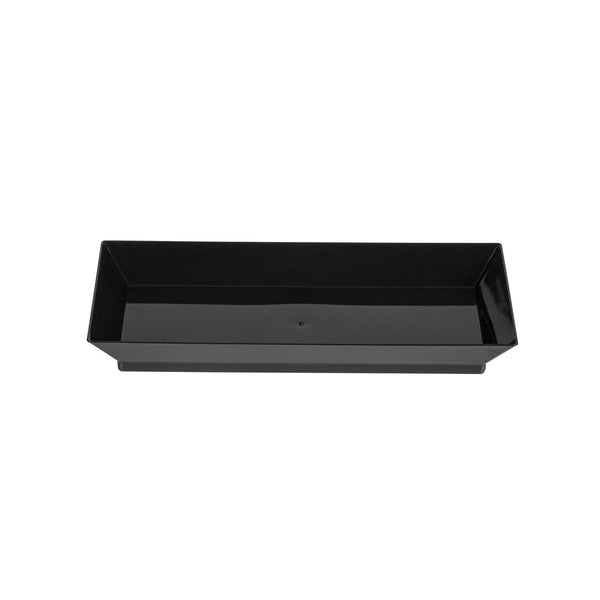 Restaurantware Mini Serve Rectangle Black Plastic Plate - 5" X 2 1/2" X 1/2" - 100 Count Box