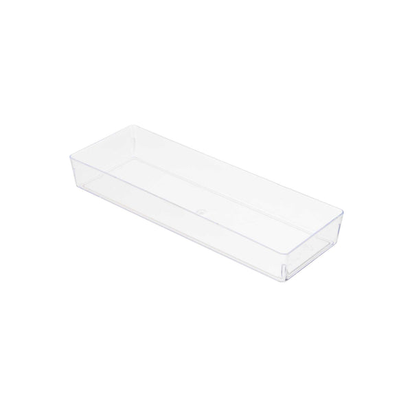 Restaurantware Mini Serve Rectangle Clear Plastic Modern Plate - 5 1/4" X 1 3/4" X 3/4" - 100 Count Box