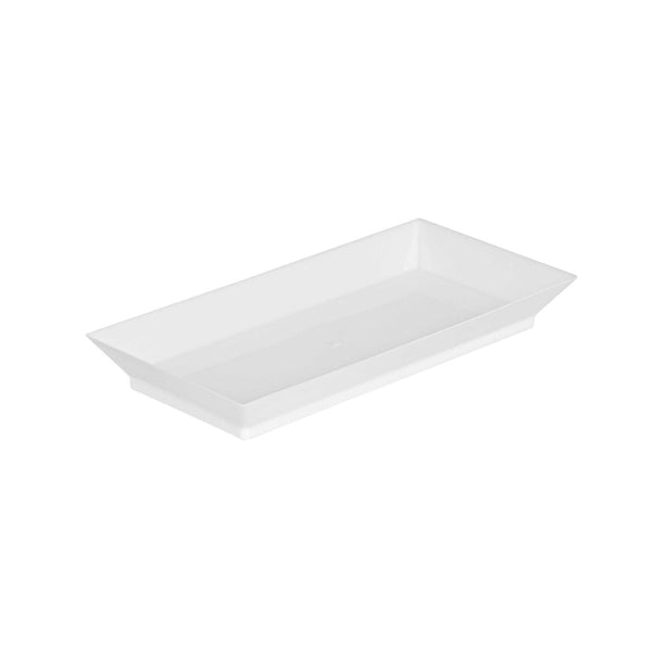 Restaurantware Mini Serve Rectangle White Plastic Plate - 5" X 2 1/2" X 1/2" - 100 Count Box