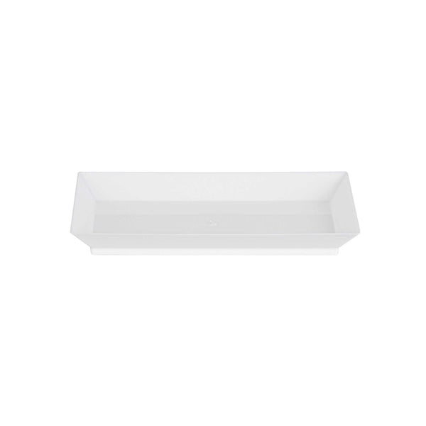 Restaurantware Mini Serve Rectangle White Plastic Plate - 5" X 2 1/2" X 1/2" - 100 Count Box