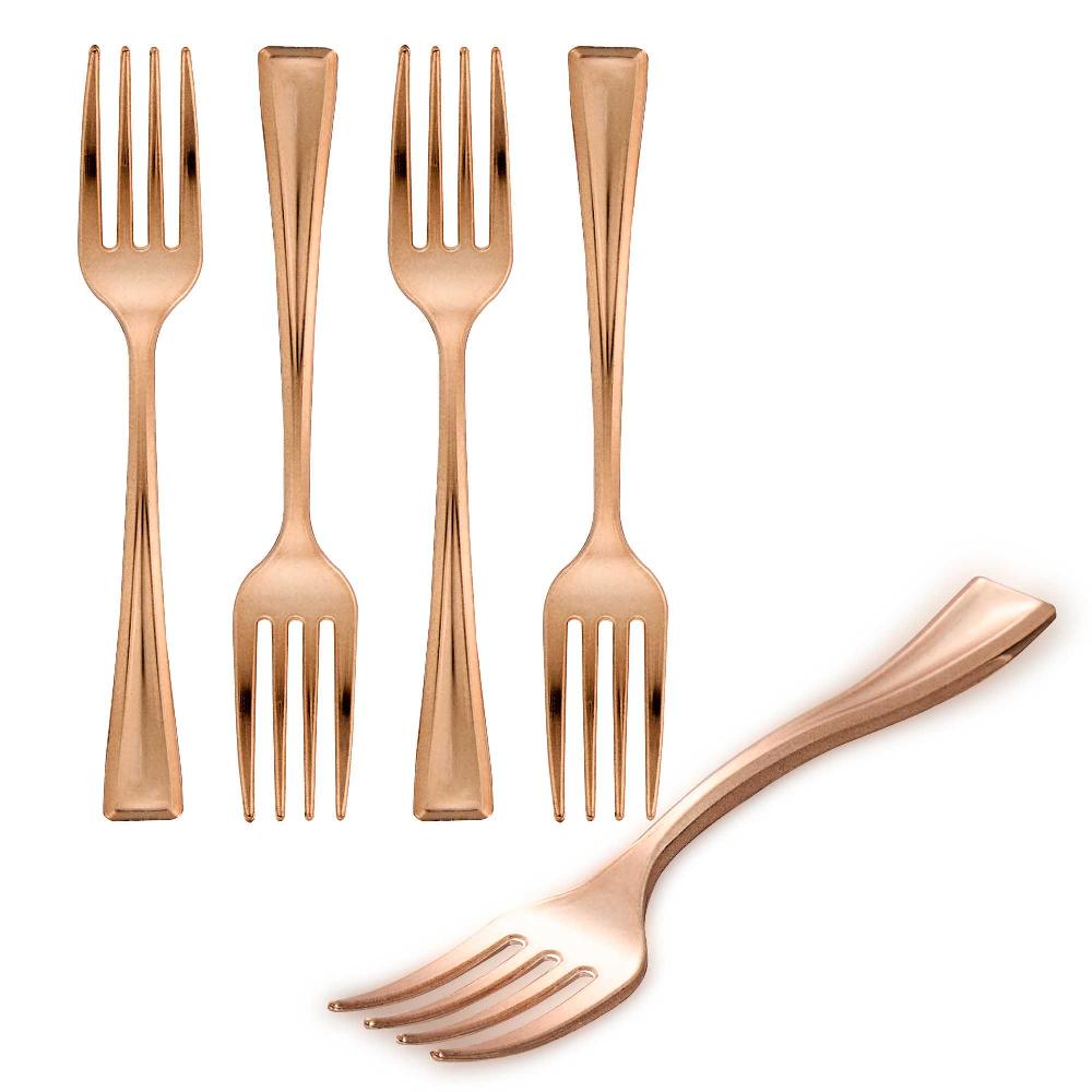 restaurantware Mini Serve Rose Gold Plastic Mini Fork - 4" - 500 count box
