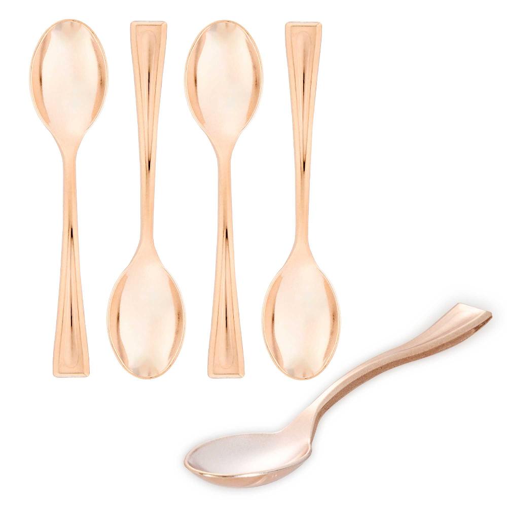 restaurantware Mini Serve Rose Gold Plastic Mini Spoon - 4" - 500 count box