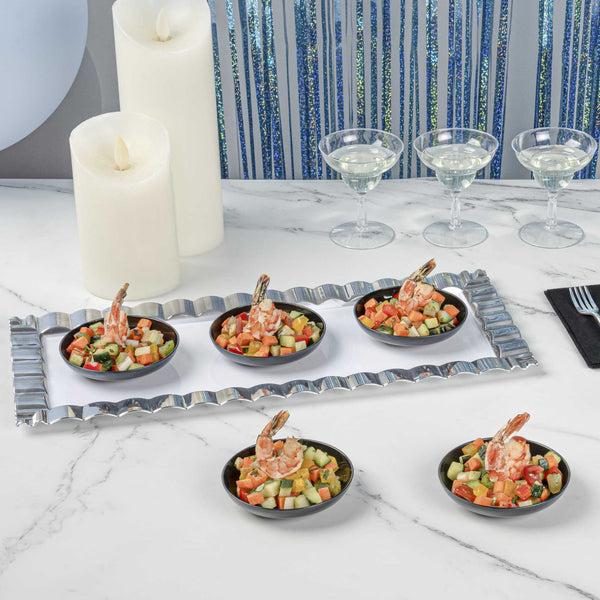 Restaurantware Mini Serve Round Black Plastic Mini Rotondo Plate - 3 1/4" X 3 1/4" X 3/4" - 100 Count Box