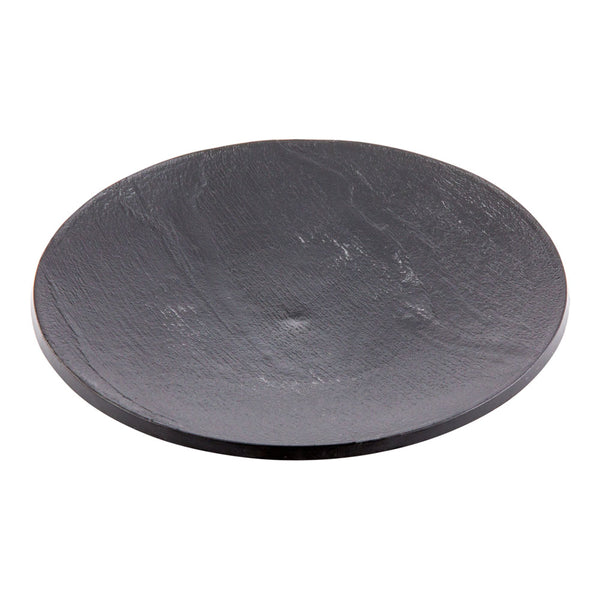 Restaurantware Mini Serve Round Black Plastic Small Plate - Faux Slate - 5" X 5" - 100 Count Box