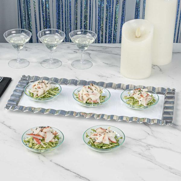 Restaurantware Mini Serve Round Seagreen Plastic Mini Rotondo Plate - 3 1/4" X 3 1/4" X 3/4" - 100 Count Box