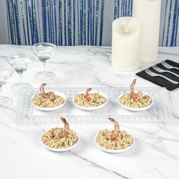 Restaurantware Mini Serve Round White Plastic Mini Rotondo Plate - 3 1/4" X 3 1/4" X 3/4" - 100 Count Box