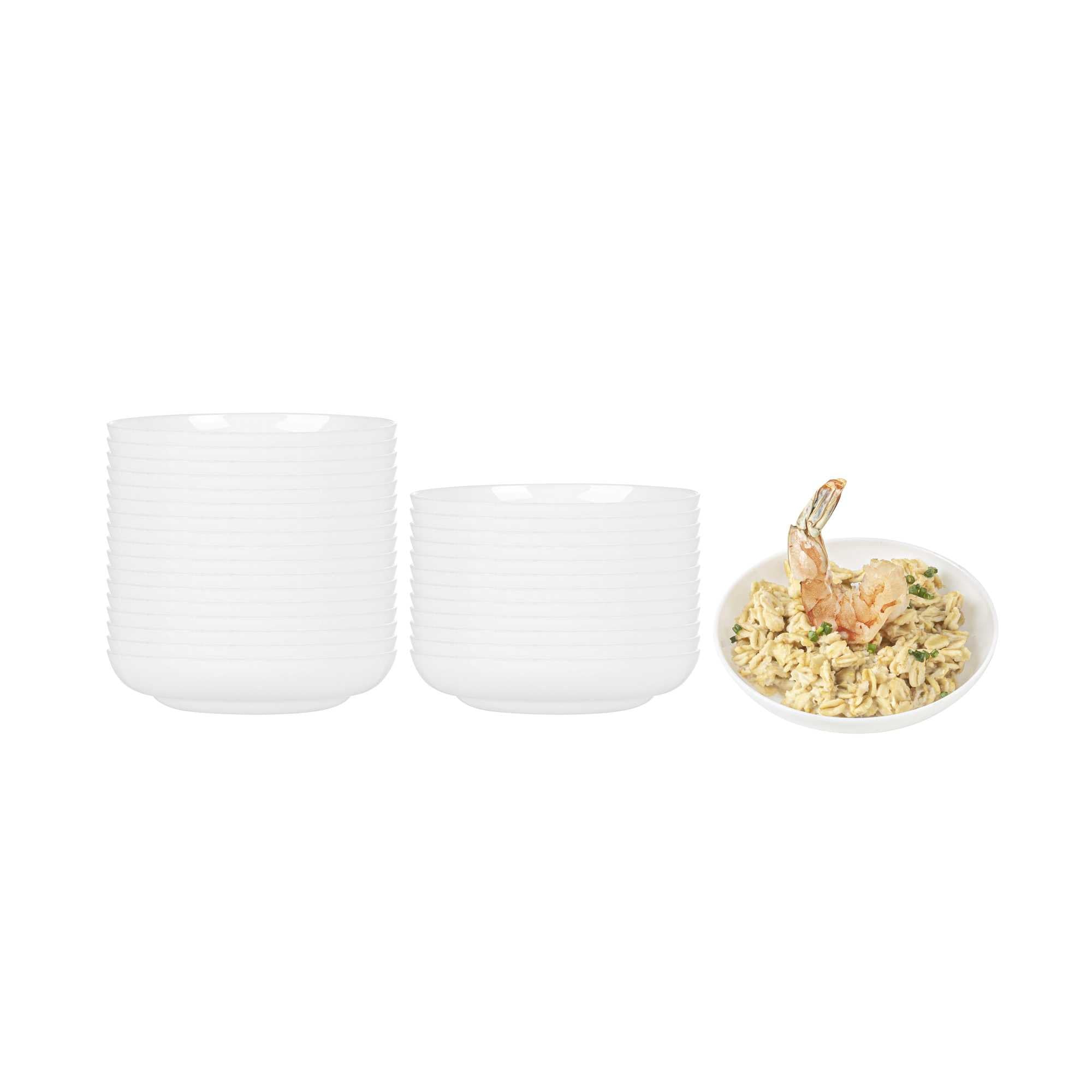 restaurantware Mini Serve Round White Plastic Mini Rotondo Plate - 3 1/4" x 3 1/4" x 3/4" - 100 count box