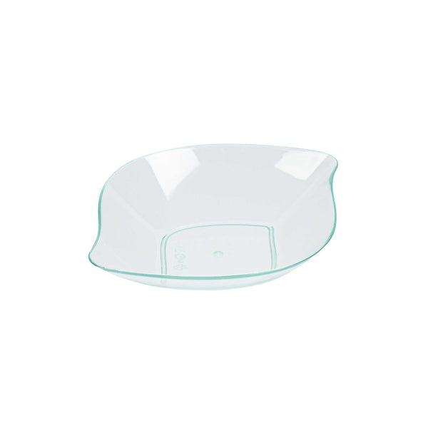Restaurantware Mini Serve Seagreen Plastic Comma Plate - 3 1/2" X 4 1/2" X 1" - 100 Count Box
