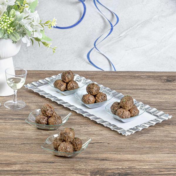 Restaurantware Mini Serve Seagreen Plastic Comma Plate - 3 1/2" X 4 1/2" X 1" - 100 Count Box