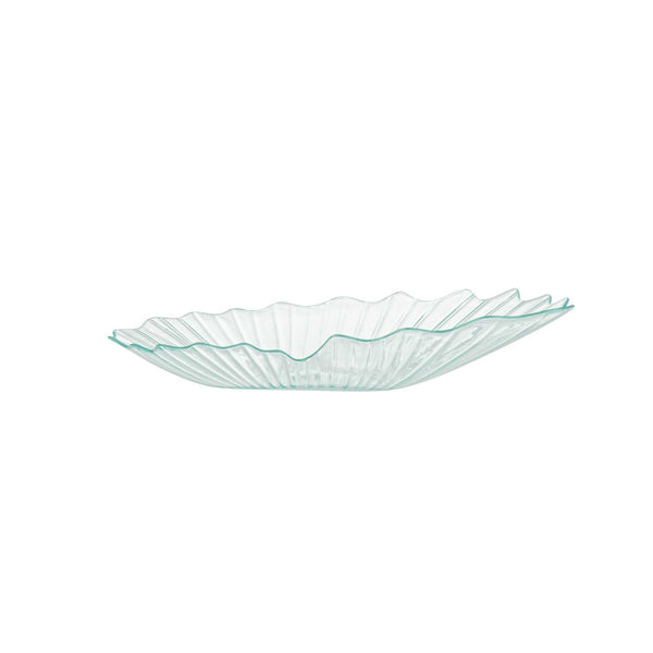 Restaurantware Mini Serve Seagreen Plastic Mini Coquille Plate - 3 1/4" X 3 1/4" X 1/2" - 100 Count Box