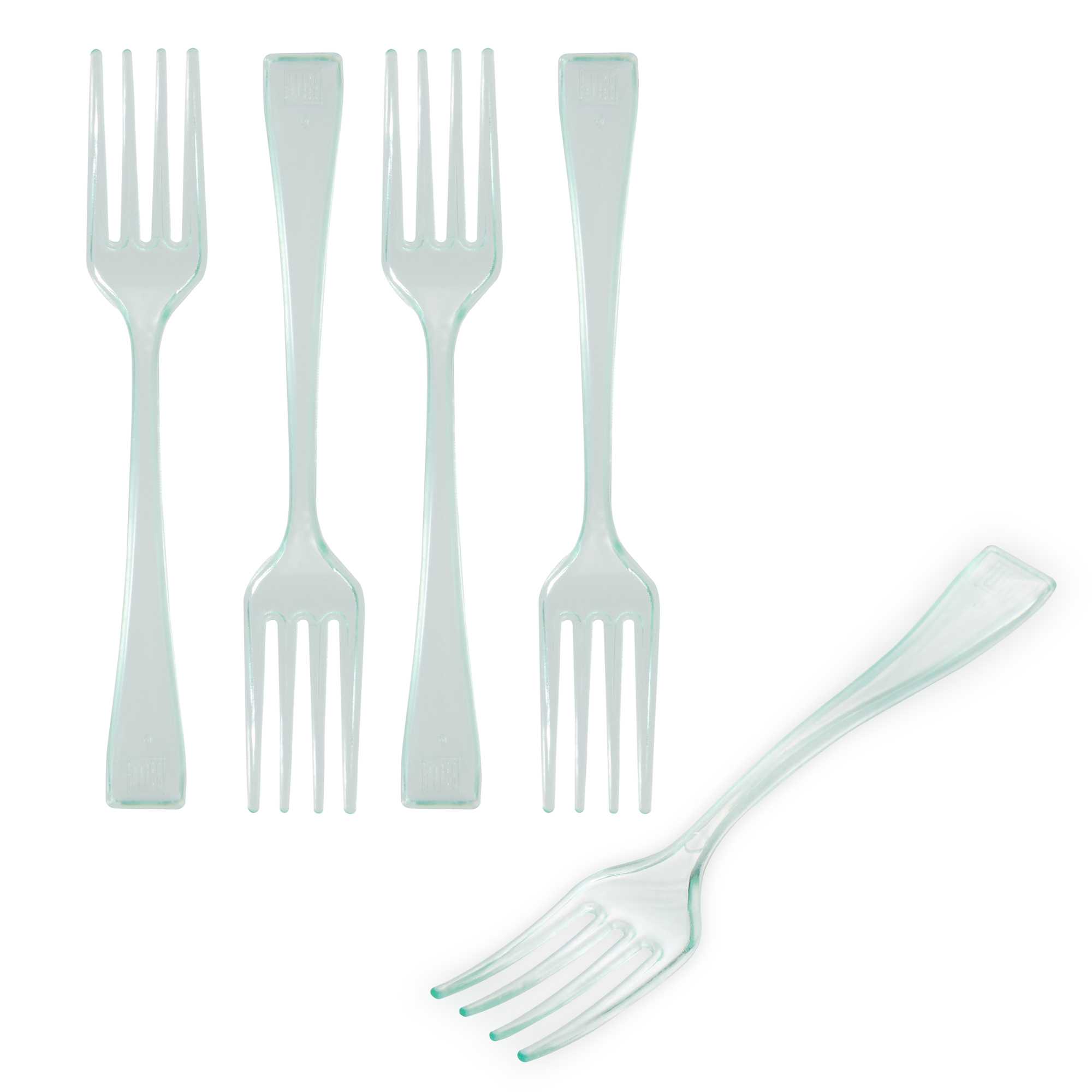 restaurantware Mini Serve Seagreen Plastic Mini Fork - 4" - 500 count box