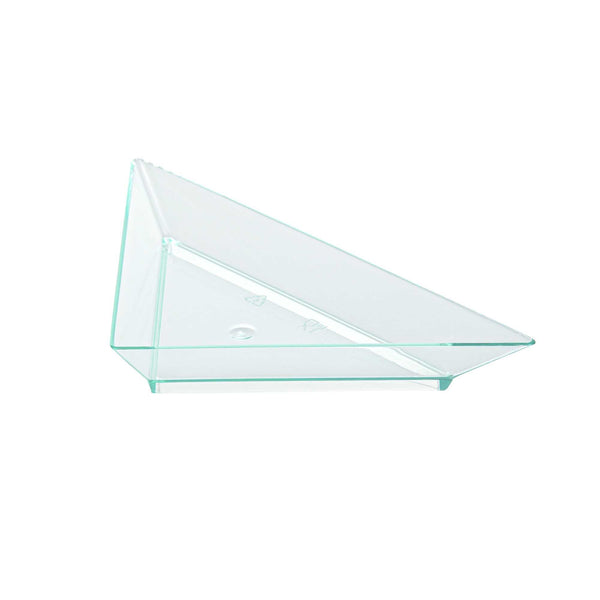 Restaurantware Mini Serve Seagreen Plastic Mini Triangolo Appetizer Plate - 4" X 2" - 100 Count Box
