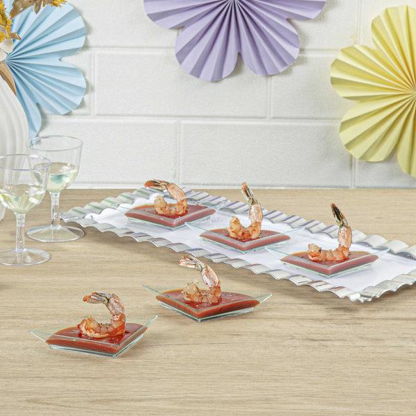 Restaurantware Mini Serve Seagreen Plastic Mini Triangolo Appetizer Plate - 4" X 2" - 100 Count Box