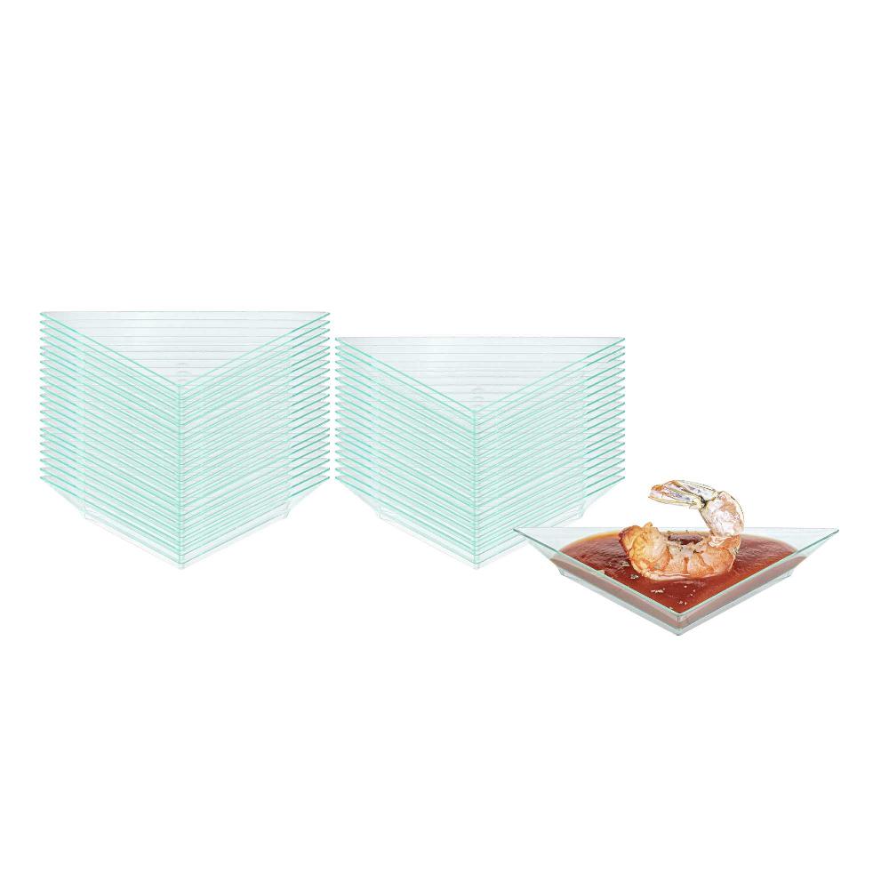 restaurantware Mini Serve Seagreen Plastic Mini Triangolo Appetizer Plate - 4" x 2" - 100 count box