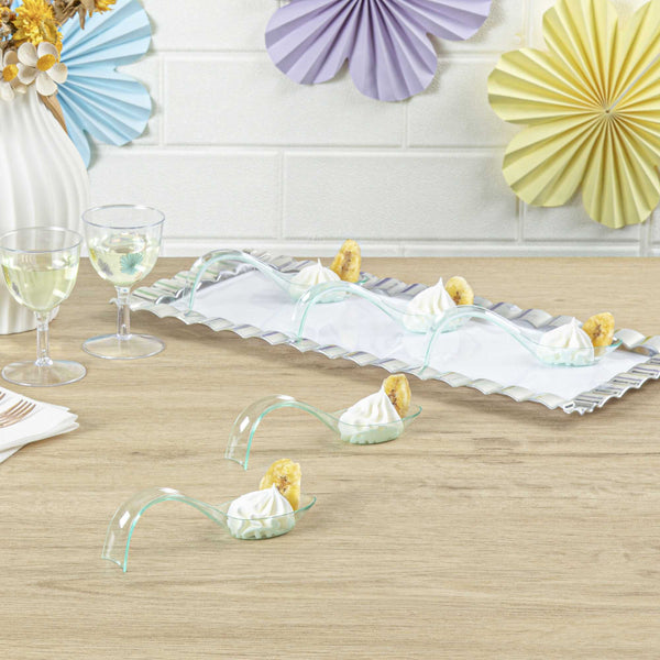 Restaurantware Mini Serve Seagreen Plastic Stiletto Spoon - 5" X 1/2" X 1 1/4" - 100 Count Box