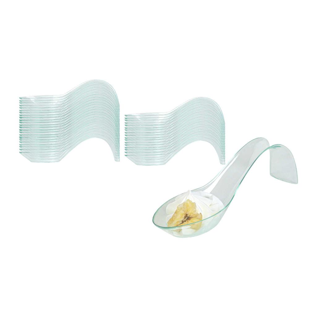restaurantware Mini Serve Seagreen Plastic Stiletto Spoon - 5" x 1/2" x 1 1/4" - 100 count box