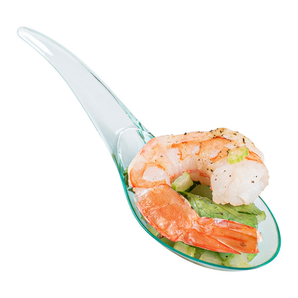 Restaurantware Mini Serve Seagreen Plastic Wave Spoon - 5" X 1 1/2" - 100 Count Box
