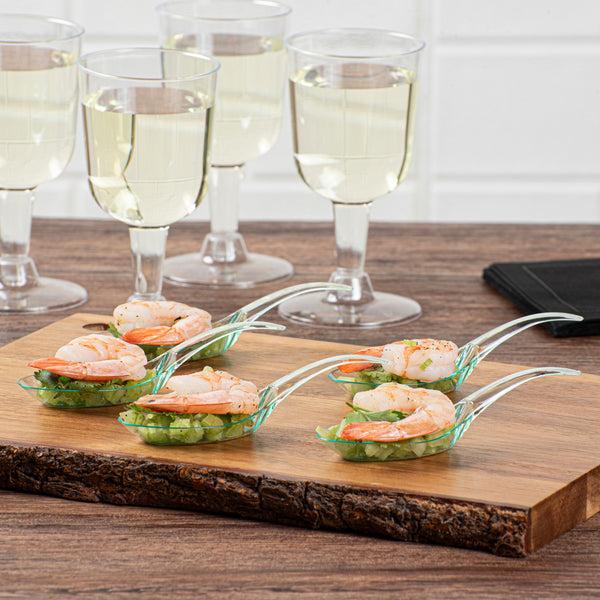 Restaurantware Mini Serve Seagreen Plastic Wave Spoon - 5" X 1 1/2" - 100 Count Box