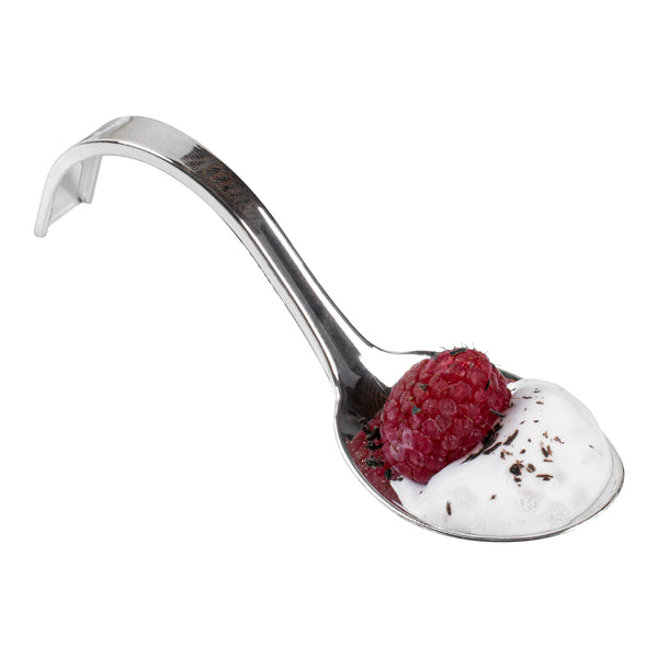 Restaurantware Mini Serve Silver Plastic Curly Tasting Spoon - 4" X 1" X 1 1/2" - 100 Count Box