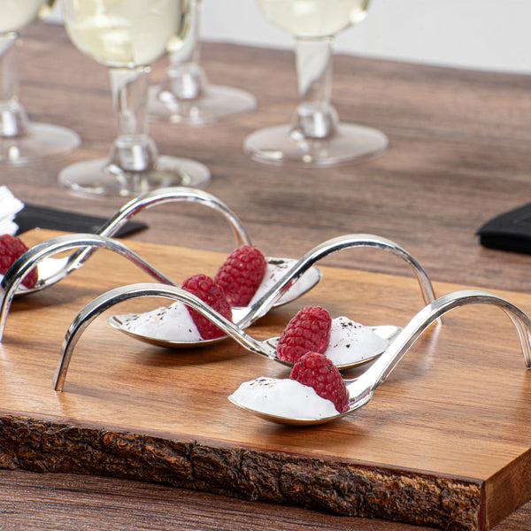 Restaurantware Mini Serve Silver Plastic Curly Tasting Spoon - 4" X 1" X 1 1/2" - 100 Count Box