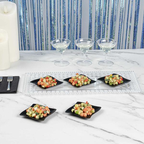 Restaurantware Mini Serve Square Black Plastic Aqua Plate - 3" X 3" - 100 Count Box