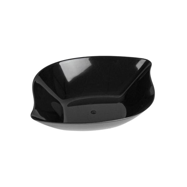Restaurantware Mini Serve Square Black Plastic Comma Plate - 3 1/2" X 4 1/2" X 1" - 100 Count Box