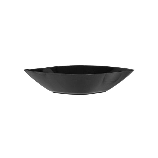 Restaurantware Mini Serve Square Black Plastic Comma Plate - 3 1/2" X 4 1/2" X 1" - 100 Count Box