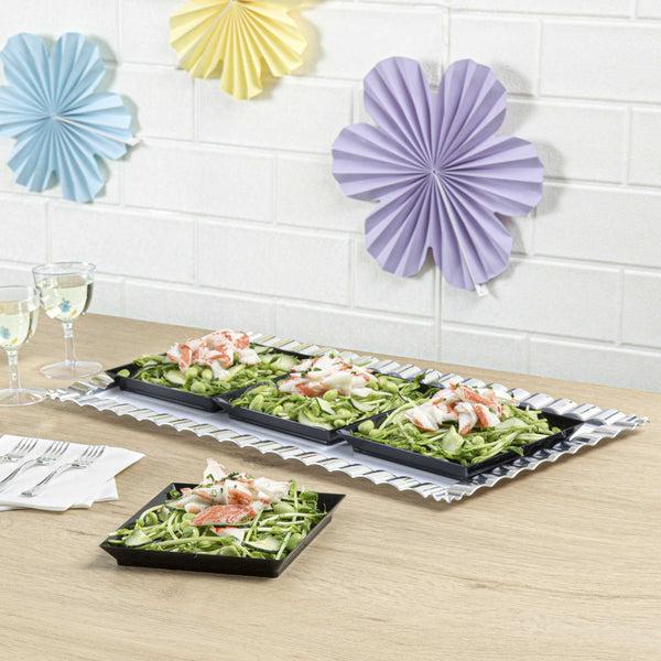 Restaurantware Mini Serve Square Black Plastic Medium Modern Plate - 5" X 5" - 100 Count Box