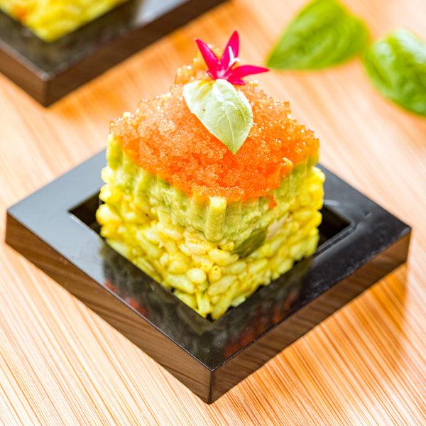 Restaurantware Mini Serve Square Black Plastic Mini Cubic Plate - 2 1/2" X 2 1/2" - 100 Count Box