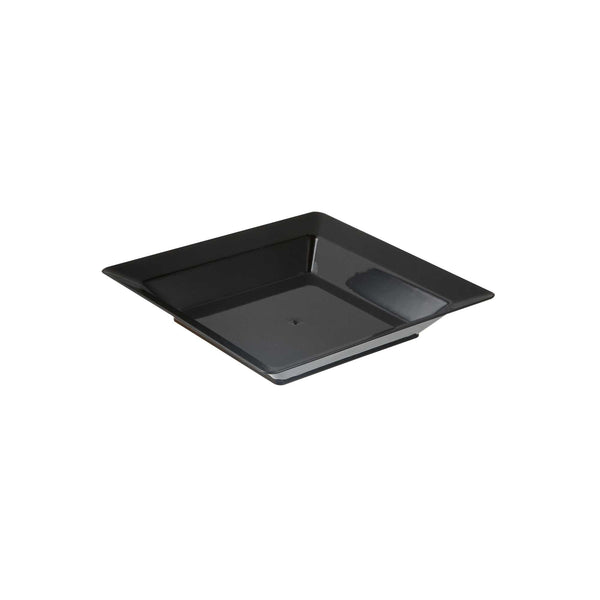 Restaurantware Mini Serve Square Black Plastic Plate - 4 1/4" X 4 1/4" X 1/2" - 100 Count Box