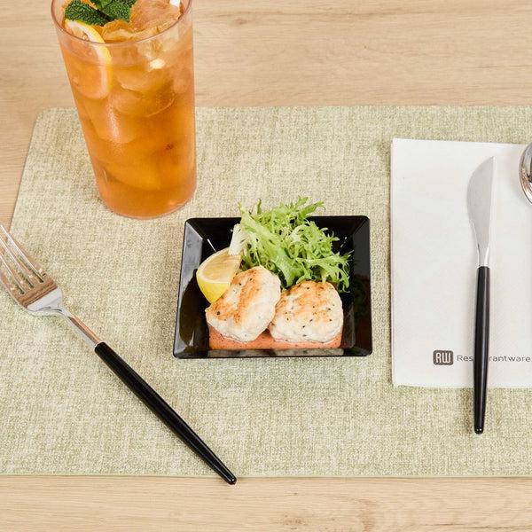 Restaurantware Mini Serve Square Black Plastic Plate - 4 1/4" X 4 1/4" X 1/2" - 100 Count Box
