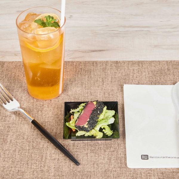 Restaurantware Mini Serve Square Black Plastic Small Modern Plate - 4" X 4" X 1/2" - 100 Count Box