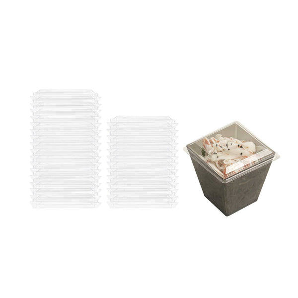 Restaurantware Mini Serve Square Clear Plastic Lid - Fits Large Kova Cup - 100 Count Box
