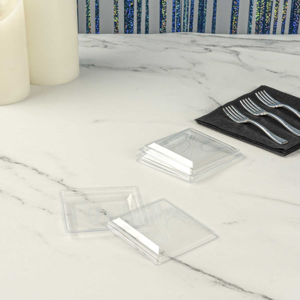 Restaurantware Mini Serve Square Clear Plastic Lid - Fits Large Kova Cup - 100 Count Box