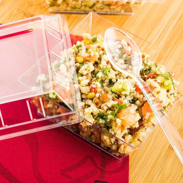 Restaurantware Mini Serve Square Clear Plastic Lid - Fits Large Kova Bowl - 100 Count Box