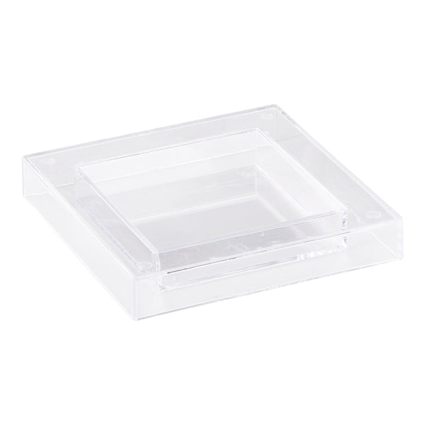 Restaurantware Mini Serve Square Clear Plastic Mini Cubic Plate - 2 1/2" X 2 1/2" - 100 Count Box