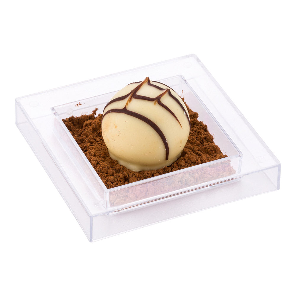 restaurantware Mini Serve Square Clear Plastic Mini Cubic Plate - 2 1/2" x 2 1/2" - 100 count box