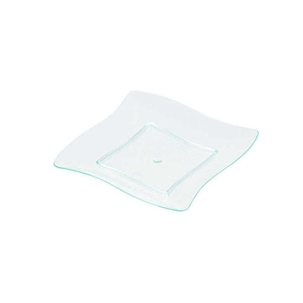 Restaurantware Mini Serve Square Seagreen Plastic Aqua Plate - 3" X 3" - 100 Count Box