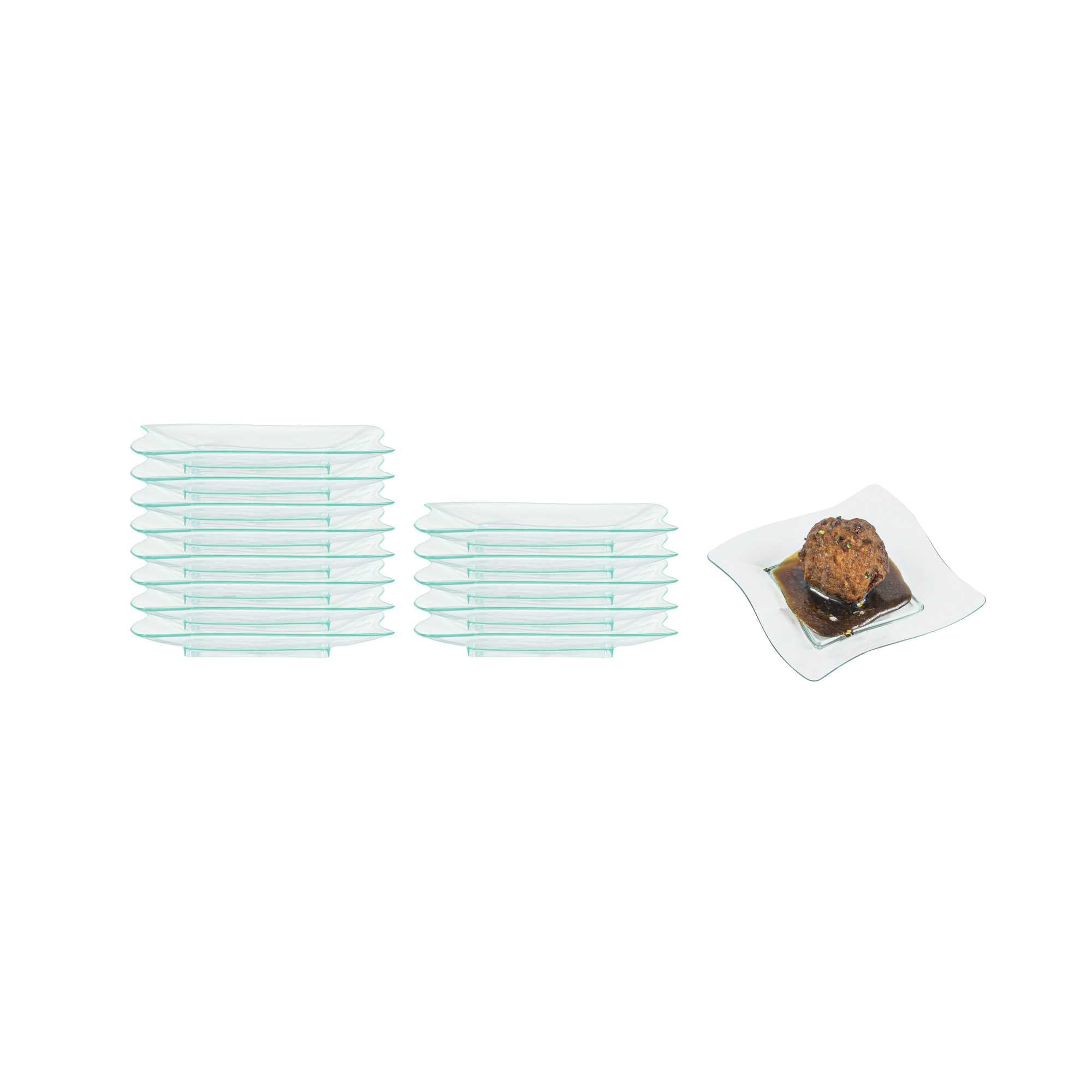 restaurantware Mini Serve Square Seagreen Plastic Aqua Plate - 3" x 3" - 100 count box