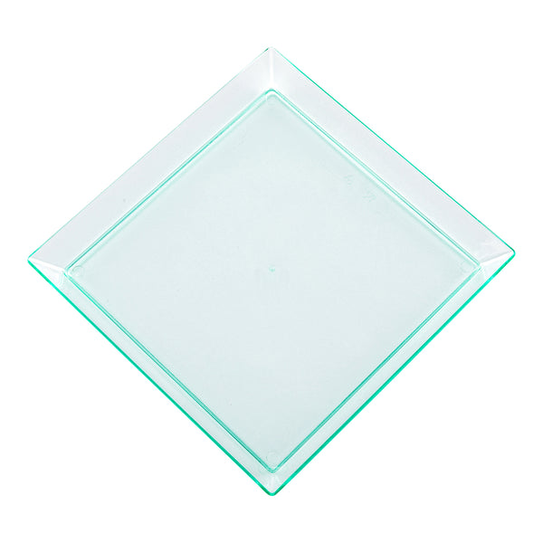 Restaurantware Mini Serve Square Seagreen Plastic Medium Modern Plate - 5" X 5" - 100 Count Box