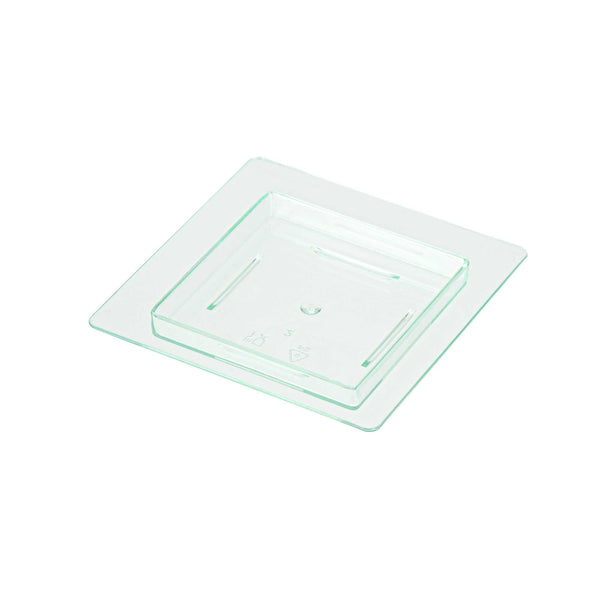 Restaurantware Mini Serve Square Seagreen Plastic Mini Edge Plate - 2 3/4" X 2 3/4" - 100 Count Box