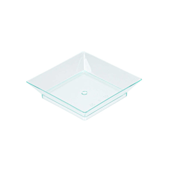 Restaurantware Mini Serve Square Seagreen Plastic Mini Modern Plate - 2 1/2" X 2 1/2" X 1/2" - 100 Count Box