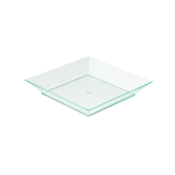 Restaurantware Mini Serve Square Seagreen Plastic Small Modern Plate - 4" X 4" X 1/2" - 100 Count Box