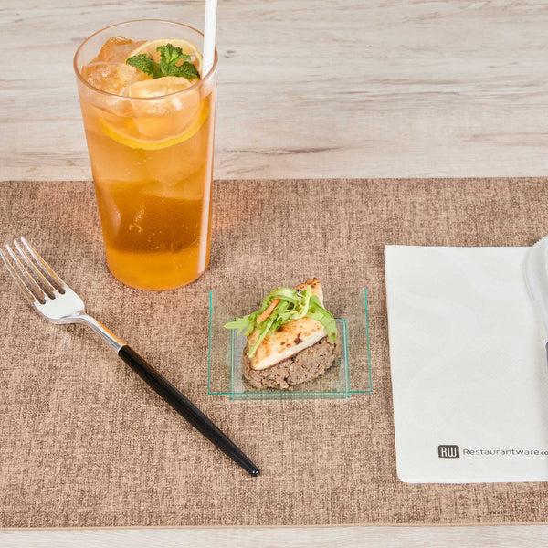 Restaurantware Mini Serve Square Seagreen Plastic Small Modern Plate - 4" X 4" X 1/2" - 100 Count Box