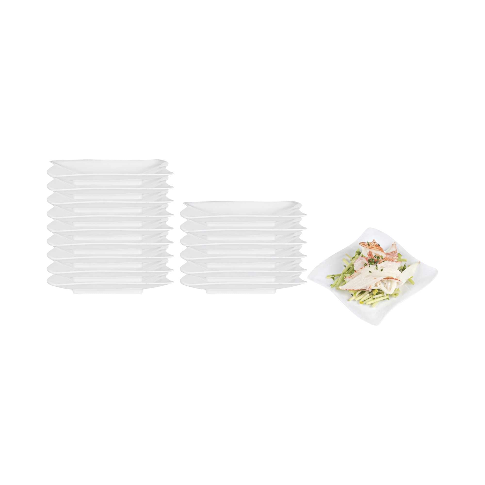 restaurantware Mini Serve Square White Plastic Aqua Plate - 3" x 3" - 100 count box